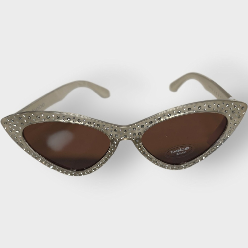 NEW BEBE BBOP1019CE SUNGLASSES IVORY 53-16-138 CAT EYE‎ PLASTIC WOMENS FULL-RIM